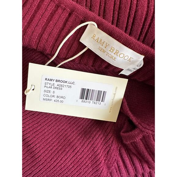 $425 Ramy Brook Pilar Cashmere Dress Womens Size S Bordeaux Long Sleeve New - Picture 7 of 10